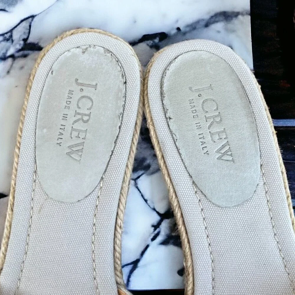 J.Crew NWOT Strappy Espadrille Wedge Sandals Size 7 Light Gray